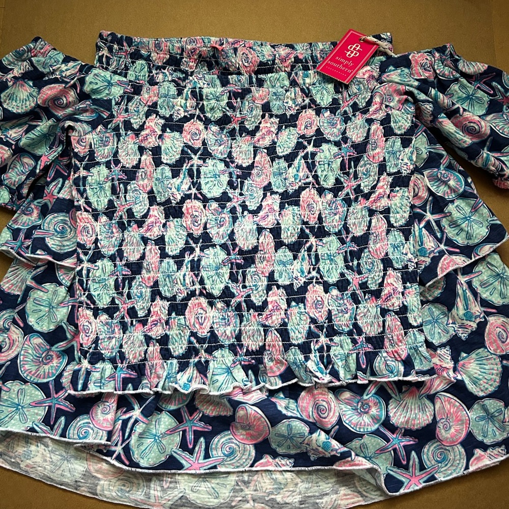 Simply Southern Pink and Blue Patterned Blouse Set